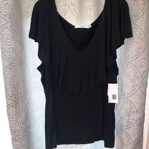 Black flutter sleeve off or on shoulder blouse